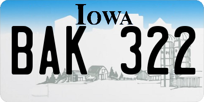 IA license plate BAK322