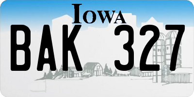 IA license plate BAK327
