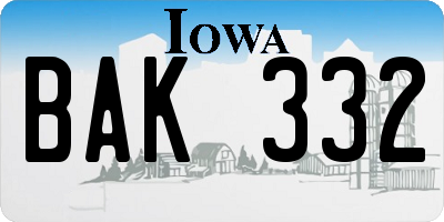 IA license plate BAK332