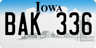 IA license plate BAK336