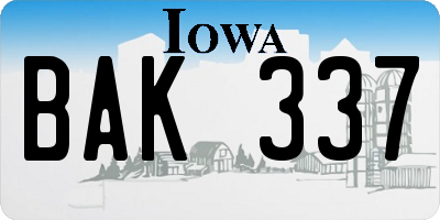 IA license plate BAK337