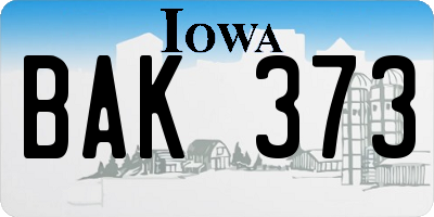 IA license plate BAK373