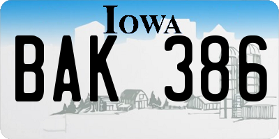 IA license plate BAK386