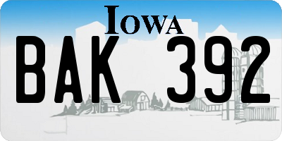 IA license plate BAK392