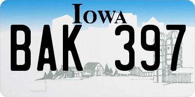IA license plate BAK397