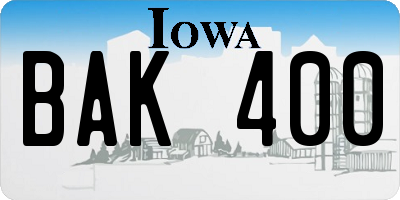 IA license plate BAK400