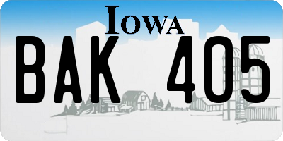 IA license plate BAK405