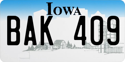 IA license plate BAK409