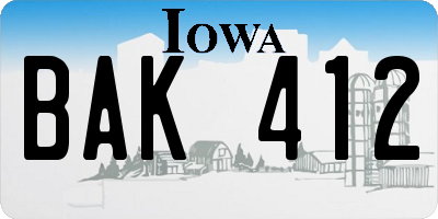 IA license plate BAK412