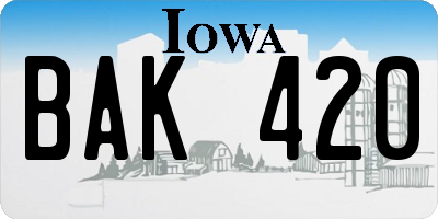 IA license plate BAK420
