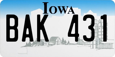 IA license plate BAK431