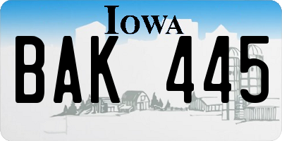 IA license plate BAK445