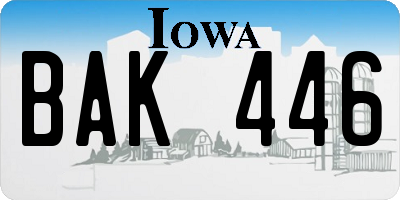 IA license plate BAK446