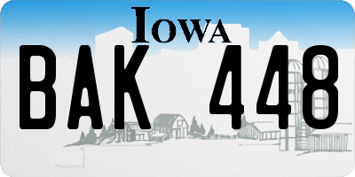 IA license plate BAK448
