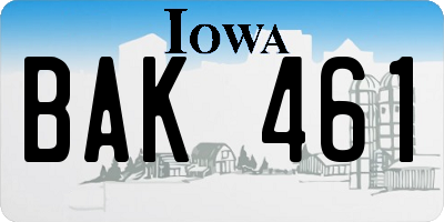 IA license plate BAK461