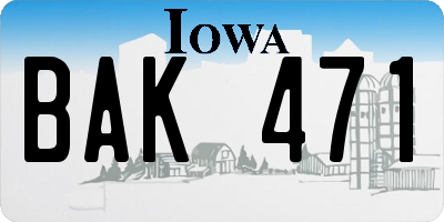 IA license plate BAK471