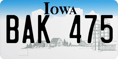IA license plate BAK475