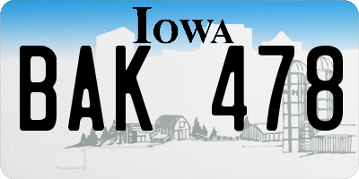 IA license plate BAK478