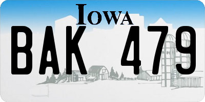 IA license plate BAK479