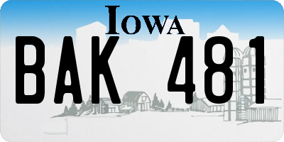 IA license plate BAK481