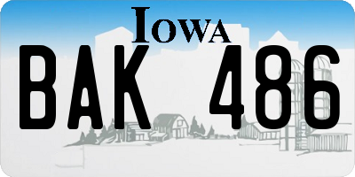 IA license plate BAK486