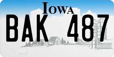 IA license plate BAK487