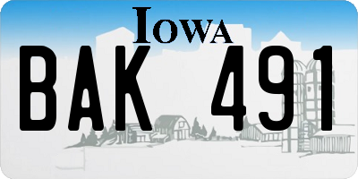 IA license plate BAK491