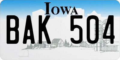 IA license plate BAK504