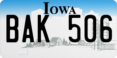 IA license plate BAK506