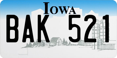 IA license plate BAK521