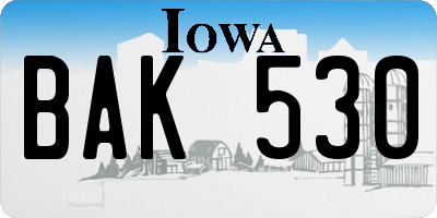 IA license plate BAK530