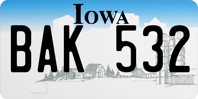IA license plate BAK532