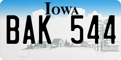 IA license plate BAK544