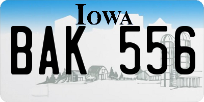IA license plate BAK556