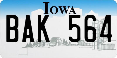 IA license plate BAK564