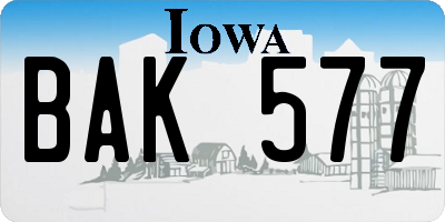 IA license plate BAK577