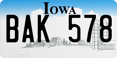 IA license plate BAK578
