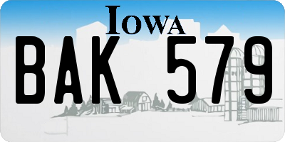 IA license plate BAK579
