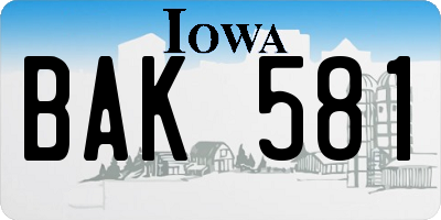 IA license plate BAK581