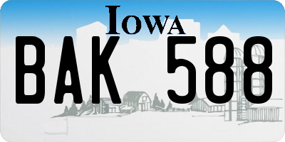 IA license plate BAK588