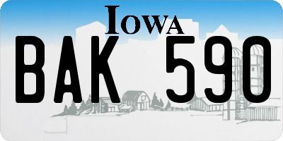 IA license plate BAK590
