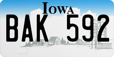 IA license plate BAK592