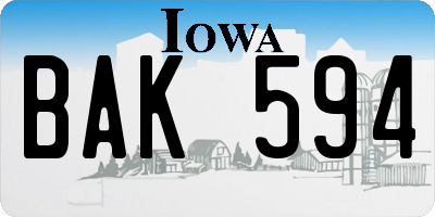 IA license plate BAK594