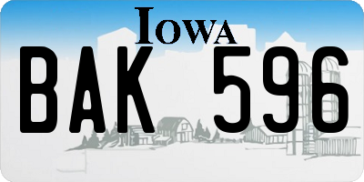 IA license plate BAK596