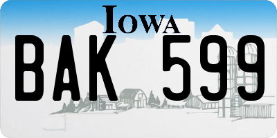 IA license plate BAK599