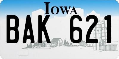 IA license plate BAK621