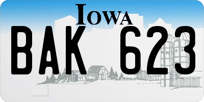 IA license plate BAK623