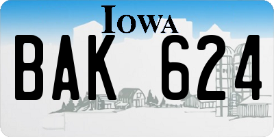 IA license plate BAK624
