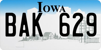 IA license plate BAK629