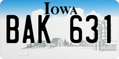 IA license plate BAK631